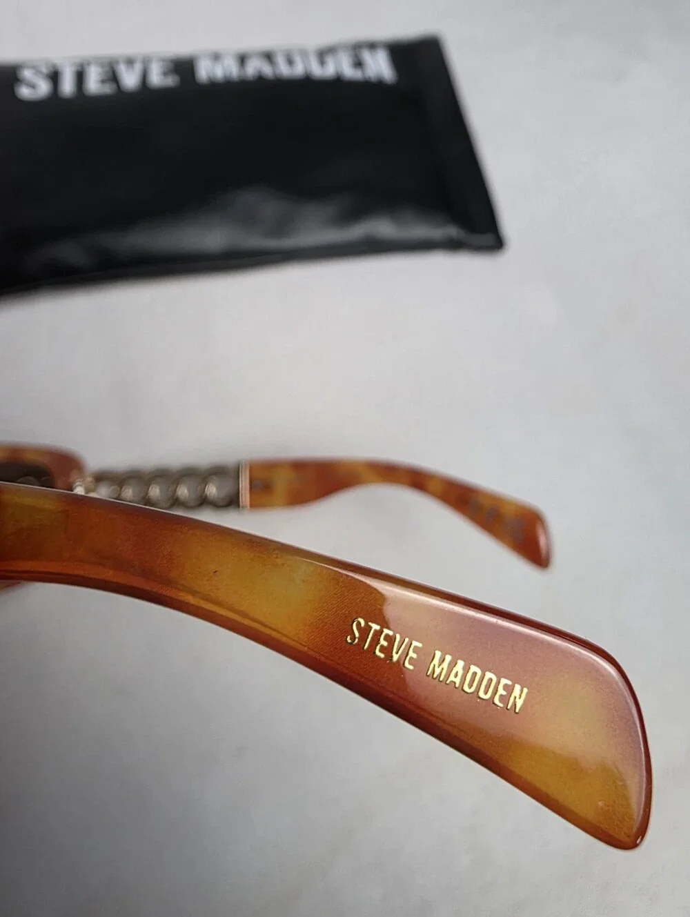 Steve Madden New Felicia Sunglasses W/ Case Gold Tone Tortoise